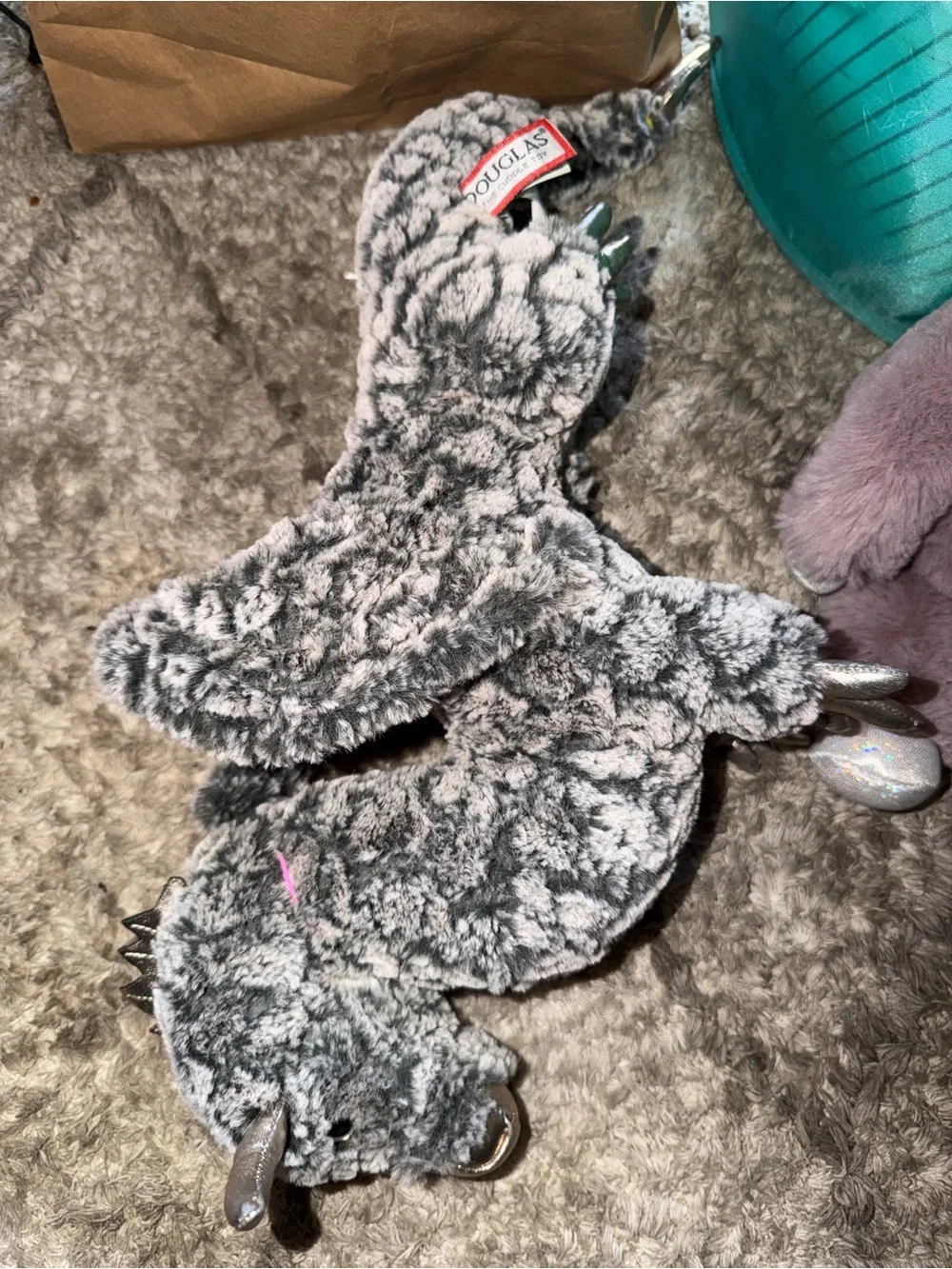 Soft Gray Plush Narwhal & Dragon Small Pet Toys - Cozy Playset